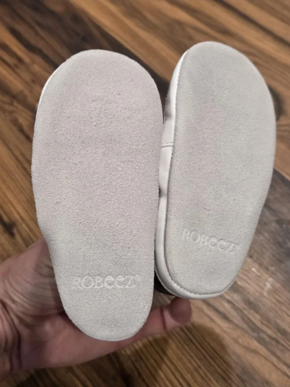 Robeez Liam Basic Soft Soles Grey Leather Baby Infant Shoes Sz 12-18M NIB